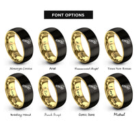 font options for inside engraving on black & gold adjustable wrench rings