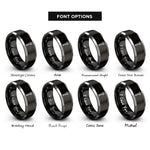 font options for inside engraving on black & silver adjustable wrench rings