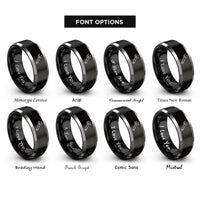 font options for inside engraving on black & grey adjustable wrench rings