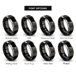 font options for inside engraving on black & grey adjustable wrench rings