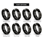 font options for inside engraving on black & grey adjustable wrench rings