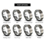 font options for inside engraving on silver adjustable wrench rings