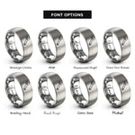 font options for inside engraving on silver adjustable wrench rings