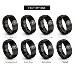 font options for inside engraving on black adopt paw rings