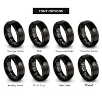font options for inside engraving on black adopt paw rings
