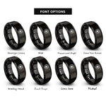font options for inside engraving on black adopt paw rings