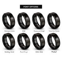 font options for inside engraving on black adopt paw rings