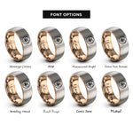 font options for inside engraving on rose gold & silver adopt paw rings