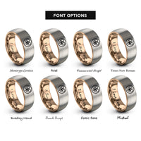 font options for inside engraving on rose gold & silver adopt paw rings