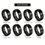 font options for inside engraving on black adoptive dad heart rings