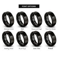 font options for inside engraving on black adoptive dad heart rings