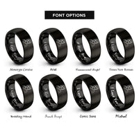 font options for inside engraving on black adoptive mom heart rings