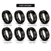 font options for inside engraving on black adoptive mom heart rings