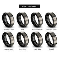 font options for inside engraving on black & gray adrenaline epinephrine molecule rings