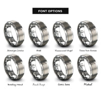 font options for inside engraving on grey adrenaline molecule rings