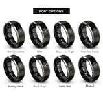 font options for inside engraving on black & grey adventure patch rings