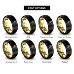 font options for inside engraving on black & gold afikoman bag rings