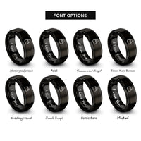 font options for inside engraving on black afikoman bag rings