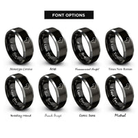 font options for inside engraving on black & silver africa silhouettes rings