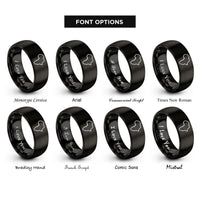 font options for inside engraving on black africa silhouettes rings