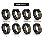 font options for inside engraving on gunmetal & black africa silhouettes rings