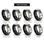 font options for inside engraving on black & silver african elephant rings