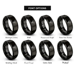 font options for inside engraving on black african elephant rings