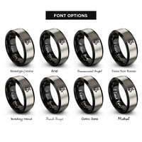 font options for inside engraving on black & grey african wild dog rings