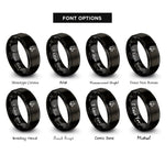 font options for inside engraving on black african wild dog rings