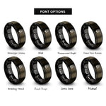 font options for inside engraving on gunmetal & black african wild dog rings