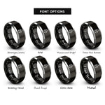 font options for inside engraving on black & silver afterburner flame rings
