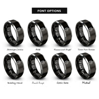 font options for inside engraving on black & silver afterburner flame rings