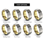 font options for inside engraving on gold & silver agender flag rings