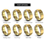 font options for inside engraving on gold & gray agender flag rings