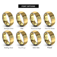 font options for inside engraving on gold & gray agender flag rings