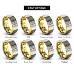 font options for inside engraving on gold & grey agender flag rings