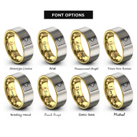 font options for inside engraving on gold & grey agender flag rings