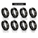 font options for inside engraving on black & grey agogo bells stick rings