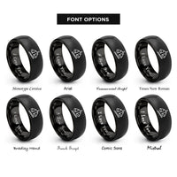 font options for inside engraving on black agogo bells stick rings