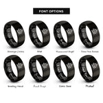 font options for inside engraving on black agogo bells stick rings