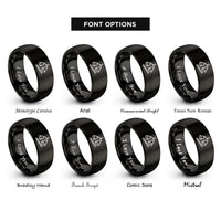 font options for inside engraving on black agogo bells stick rings