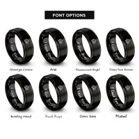 font options for inside engraving on black agogo bells stick rings