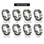 font options for inside engraving on gray agogo bells stick rings