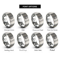 font options for inside engraving on gray ahimsa hand wheel rings
