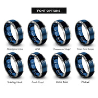 font options for inside engraving on blue & silver ai chip rings