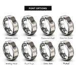 font options for inside engraving on silver ai chip rings