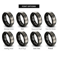 font options for inside engraving on black & silver ai microchip rings