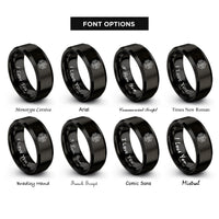 font options for inside engraving on black ai microchip rings