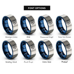 font options for inside engraving on blue & gray ai microchip rings