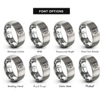 font options for inside engraving on gray ai microchip rings